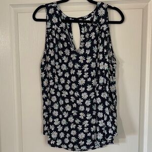 Old Navy Black and White Sleeveless Tank Top with Cut Out Design
